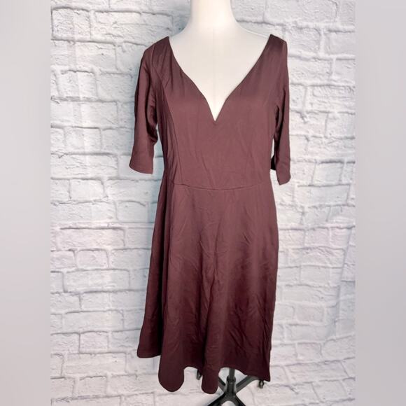 City chic Cute girl elbow sleeves dark ruby red midi dress new with tag size 12 - Picture 1 of 5